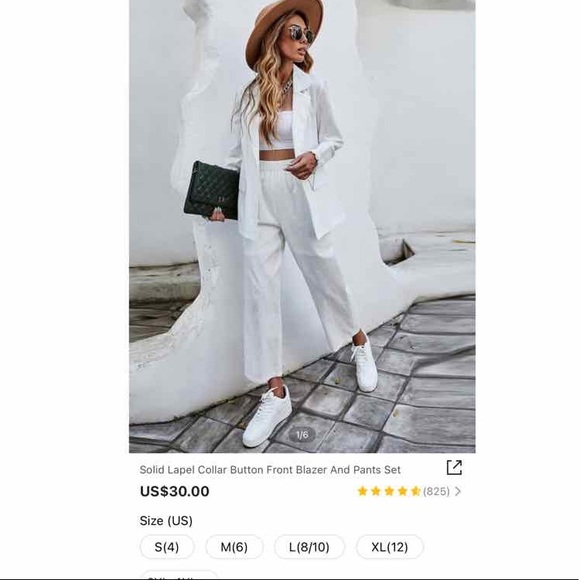 SHEIN Other - Solid Lapel Collar Button Front Blazer and Pant Set